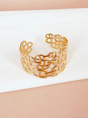 Bracelet manchette maille marine en acier inoxydable