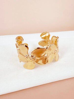 Bracelet manchette fleurs en acier inoxydable