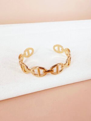 Bracelet manchette maille marine en acier inoxydable