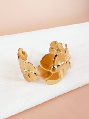 Bracelet manchette fleurs en acier inoxydable
