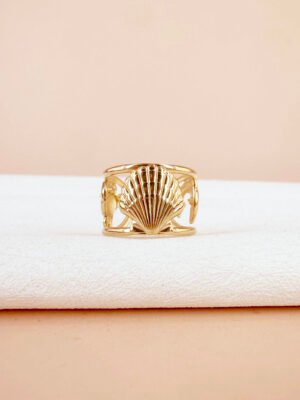 Bague coquillage en acier inoxydable