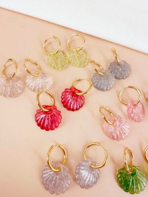 Lot de 6 paires de créoles coquillage paillette