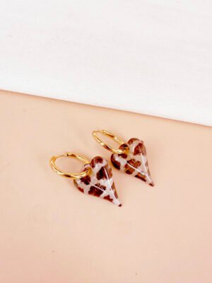 Créole coeur résine léopard