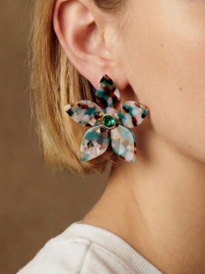 Grande boucles d&rsquo;oreilles en résine et métal