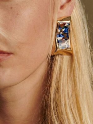 Grande boucles d&rsquo;oreilles motif résine