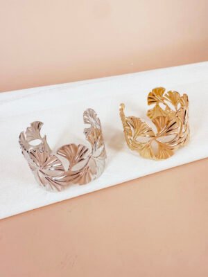 Bracelet manchette feuille de gingko