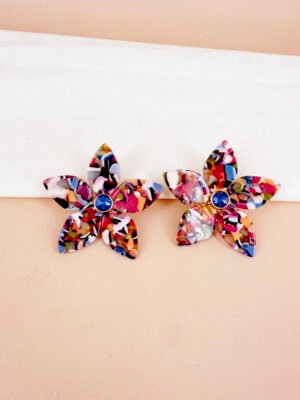 Grande boucles d&rsquo;oreilles en résine et métal