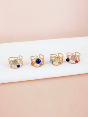 Lot de 4 bagues multiple pierre