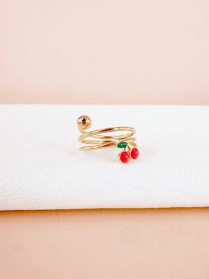 Bague torsade cerise