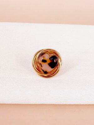 Bague coeur résine léopard Julia