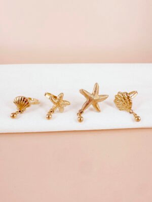 Lot de 4 bagues thème océan