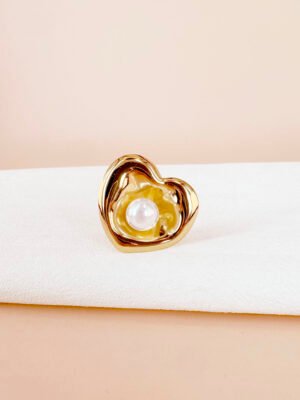 Bague coeur et perle Mélodie