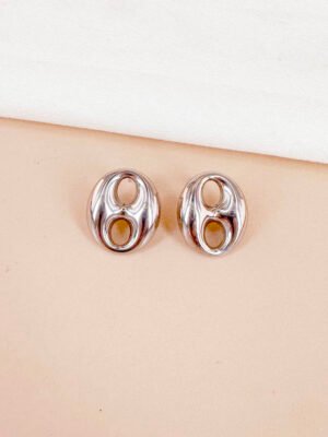 Boucles d&rsquo;oreilles grain de café argenté