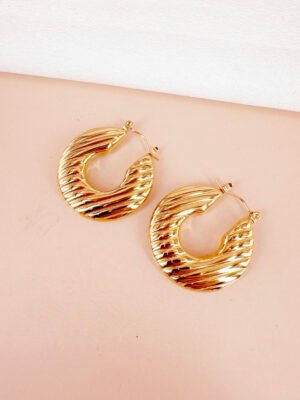 Boucles d&rsquo;oreilles créoles épaisses rayées Mona