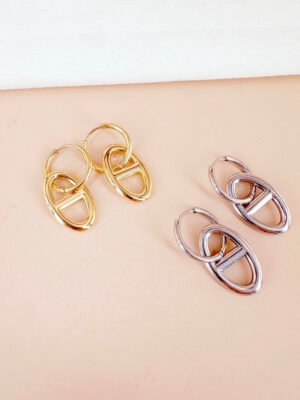 Boucles d&rsquo;oreilles créoles maille marine