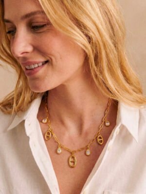 Collier Tyra maille marine et strass