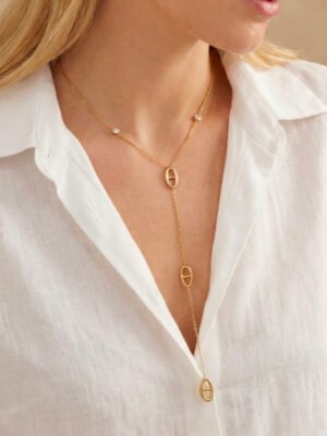 Collier Y maille marine