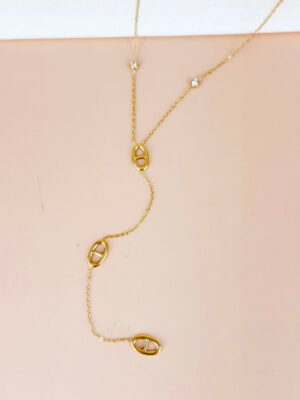 Collier Y maille marine