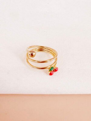 Bague torsade cerise