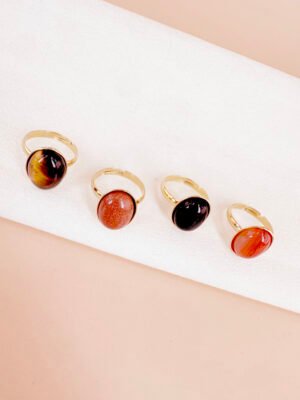 Lot de 4 bagues style pierre