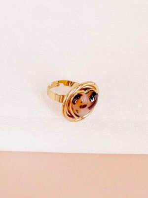 Bague coeur résine léopard Julia