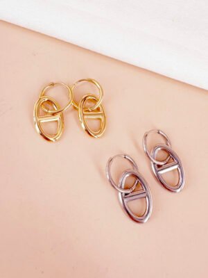 Boucles d&rsquo;oreilles créoles maille marine