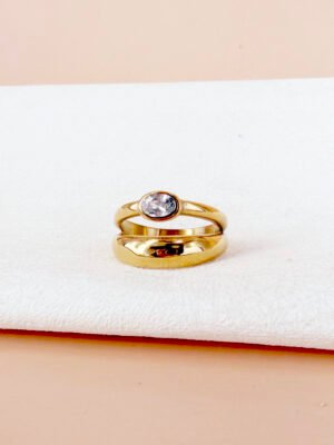 Bague June double jonc avec strass