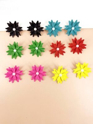 Lot de 12 Paires – Boucles d&rsquo;Oreilles « Stella Floral » en Acrylique Mat