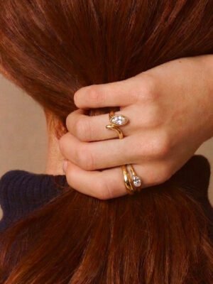 Bague June double jonc avec strass