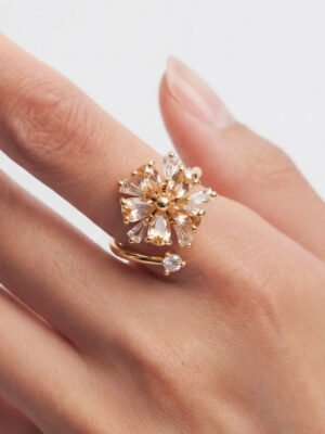 Bague Laure – Anti stress, fleur strass