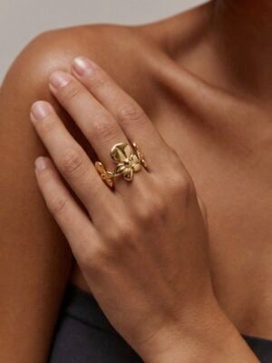 Bague Ajustable « Couronne de Fleurs » en Acier Inoxydable