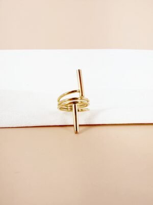 Bague « Lignes Minimalistes » – Acier Inoxydable Doré