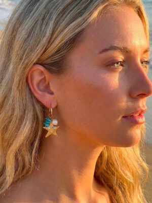Boucles d’oreilles Dune – Etoile, perle et pierre