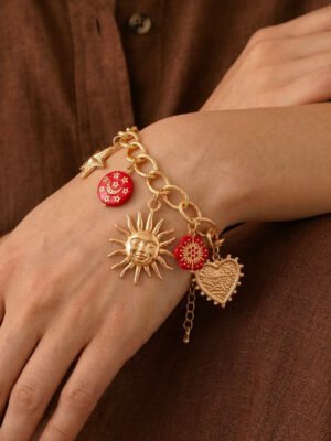 Bracelet Sula, soleil et résine rouge