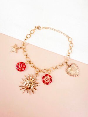 Bracelet Sula, soleil et résine rouge