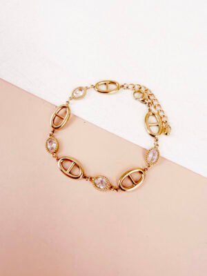 Bracelet Maila, maille marine et strass