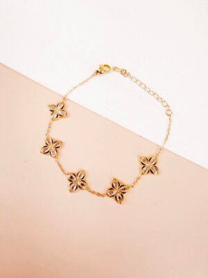 Bracelet Marli, strass trèfle