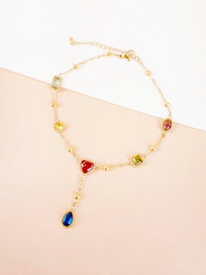 Bracelet cheville Sina – strass pendant coloré