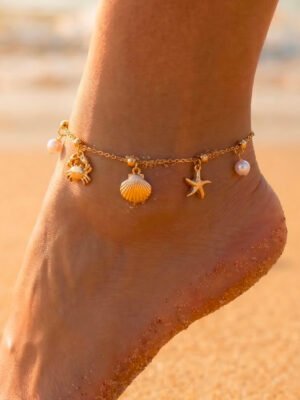 Bracelet cheville Océan – breloques coquillages