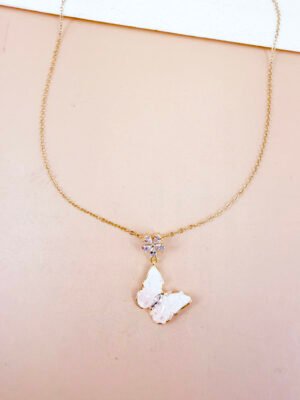 Collier Agathe – Papillon et fleur