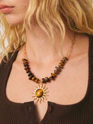 Collier Sonia, soleil et perles de pierre