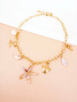 Collier Ondia, coquillages et breloques océan