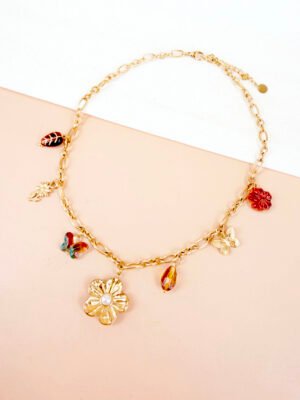 Collier Manon, breloques fleurs