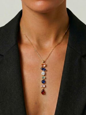 Collier Y Daria – strass coloré