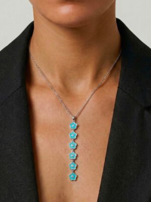 Collier Y Kilian – trèfles turquoise