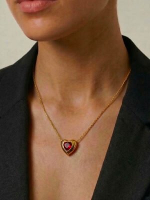 Collier Amore – Pendentif coeur strass