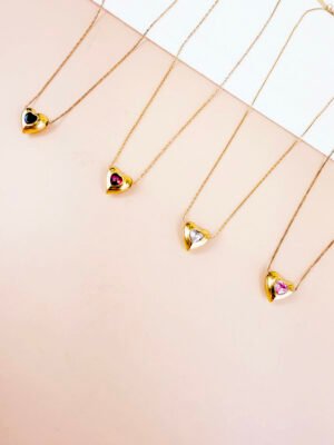 Collier Amore – Pendentif coeur strass