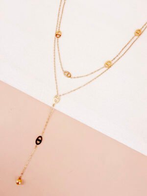 Collier sautoir Y Ruby – maille marine