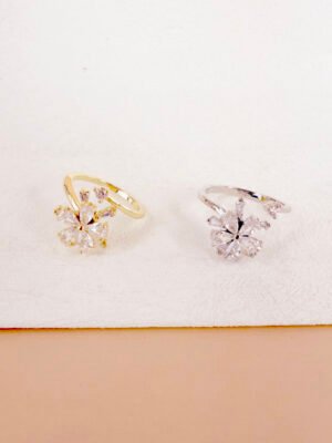 Bague Alice – Anti stress, fleur strass