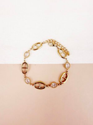 Bracelet Maila, maille marine et strass